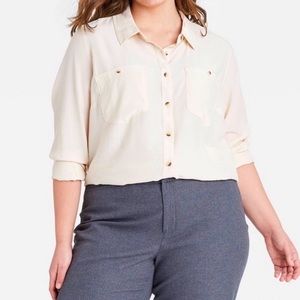AVA & VIV (NWOT) Button Down Blouse, Cream